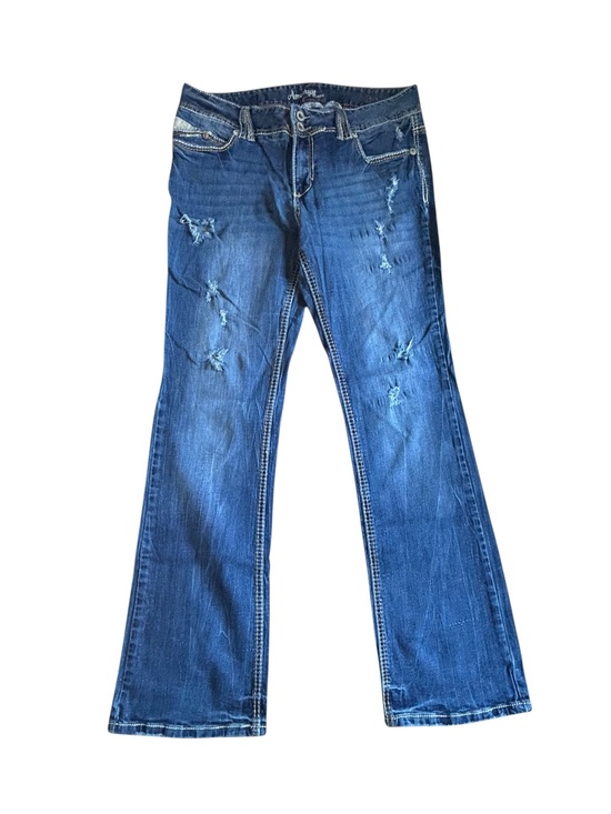 Amethyst Jeans Denim - Amethyst Rachel Bootcut Distressed Stretch Jeans Size 13